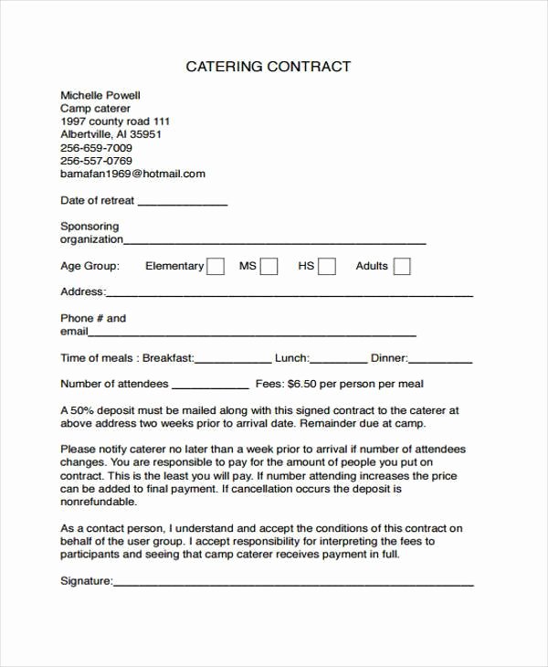Free Catering Contract Template Awesome 13 Contract Templates for Catering Free Pdf Doc format