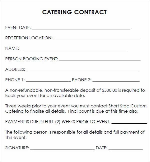 Free Catering Contract Template New Catering Contract 7 Free Pdf Download
