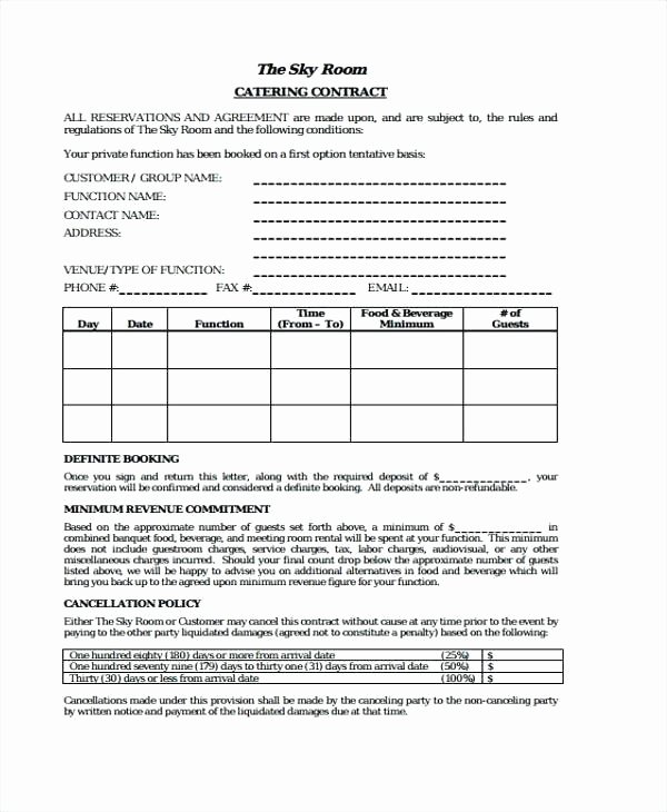 Free Catering Contract Template New Catering Contract Agreement Template – Royaleducationfo