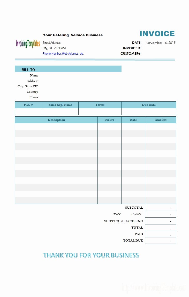Free Catering Invoice Template Awesome Catering Invoice Template Excel Invoice Template Ideas