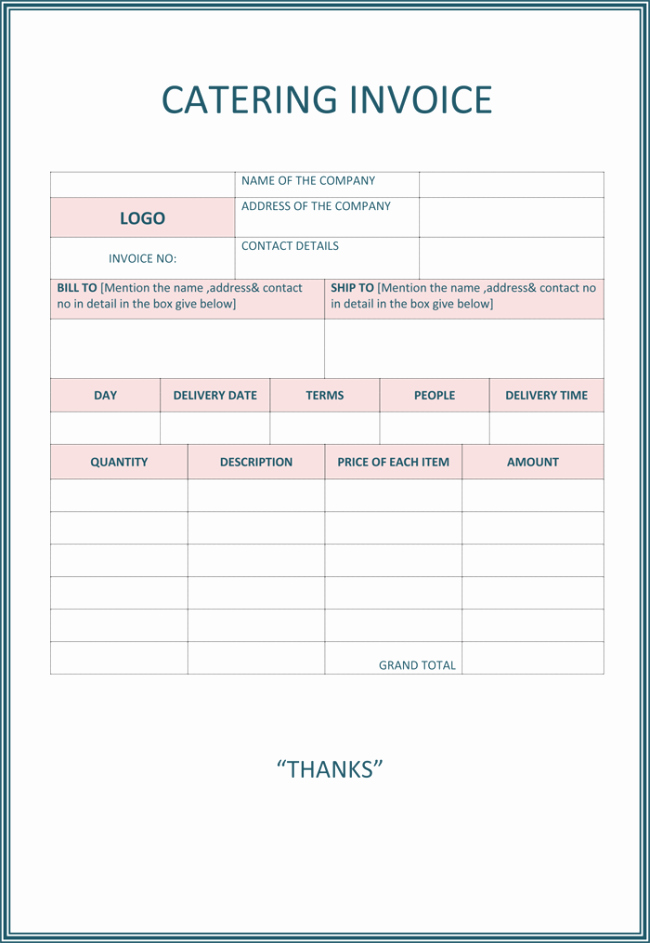 Free Catering Invoice Template Beautiful Catering Invoice Template
