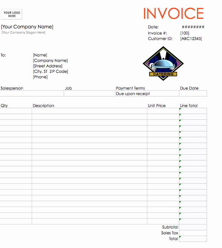 Free Catering Invoice Template Fresh Catering Invoice Template