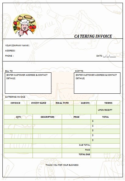 Free Catering Invoice Template Lovely 28 Catering Invoice Templates Free Download Demplates