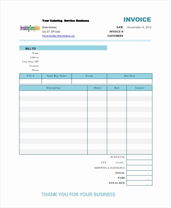 Free Catering Invoice Template New Catering Invoice Templates 8 Free Word Pdf format