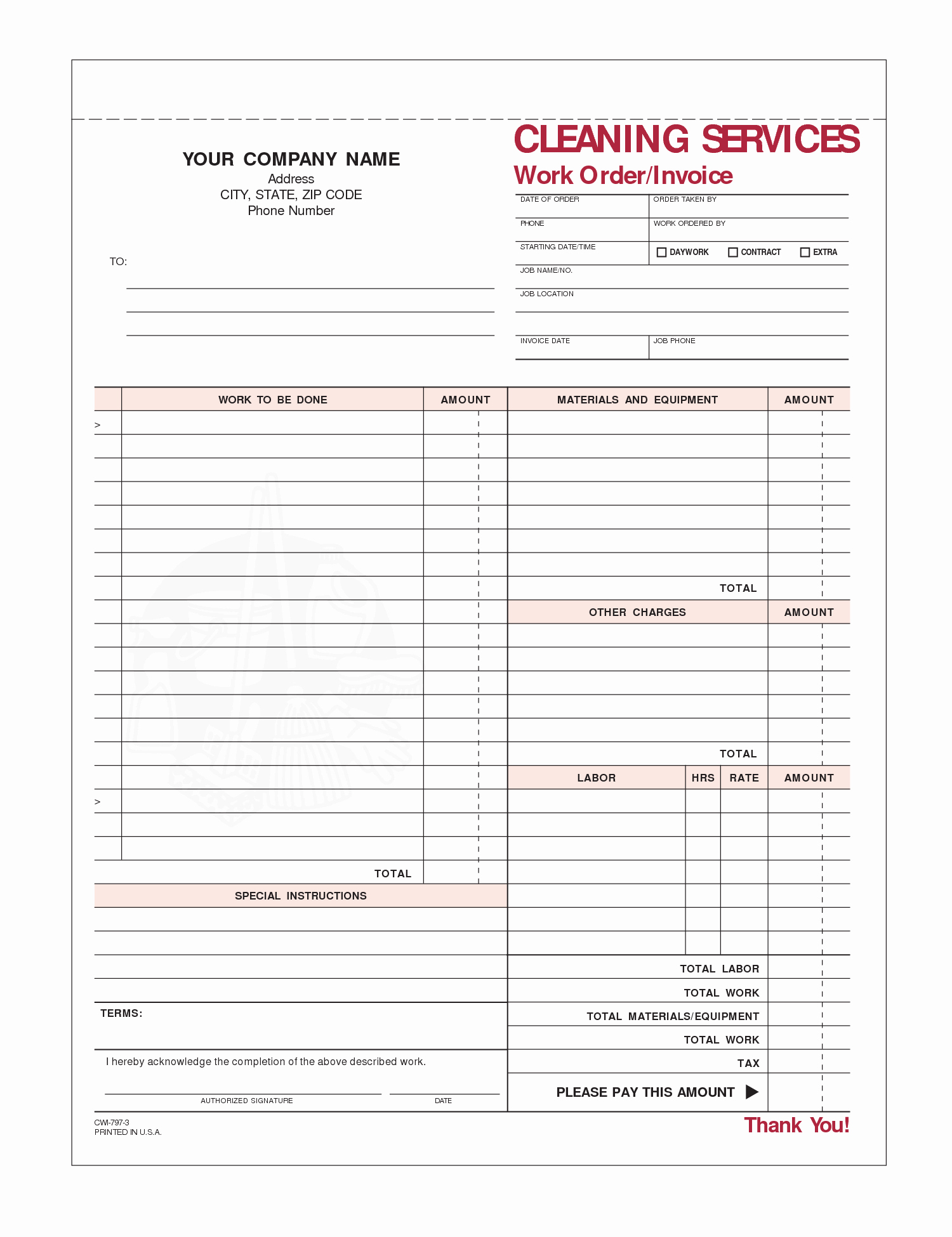 Free Cleaning Invoice Template Beautiful 8 Best Of Printable House Cleaning Invoice House