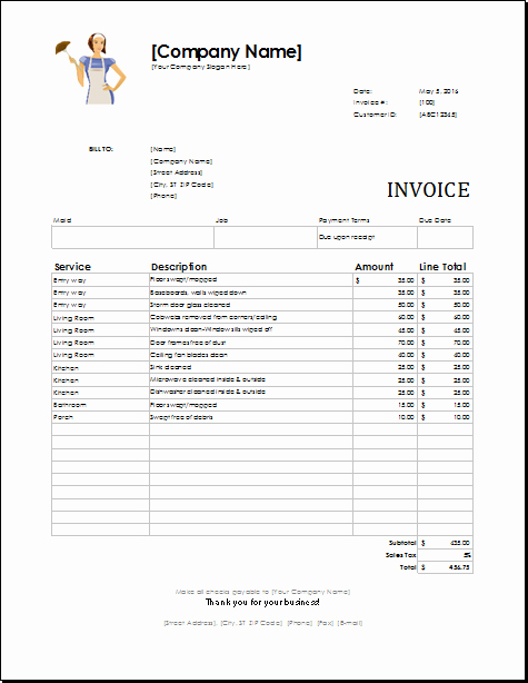 Free Cleaning Invoice Template Best Of Maid Services Invoice Template