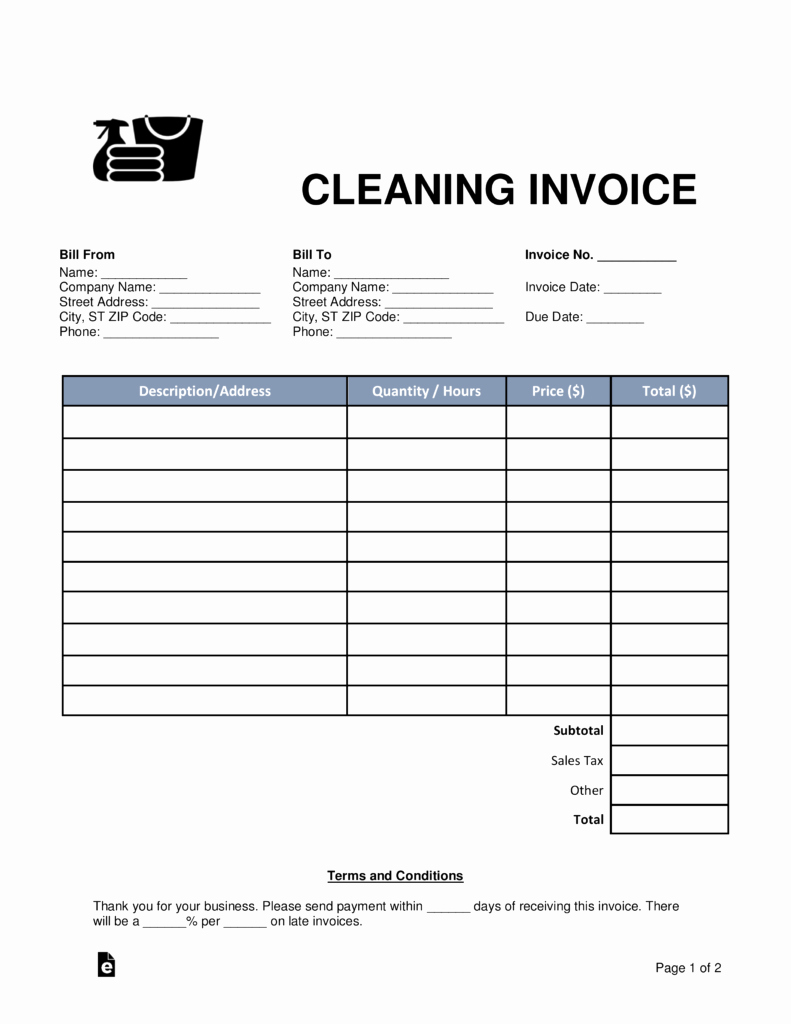 Free Cleaning Invoice Template Fresh Free Cleaning Housekeeping Invoice Template Word