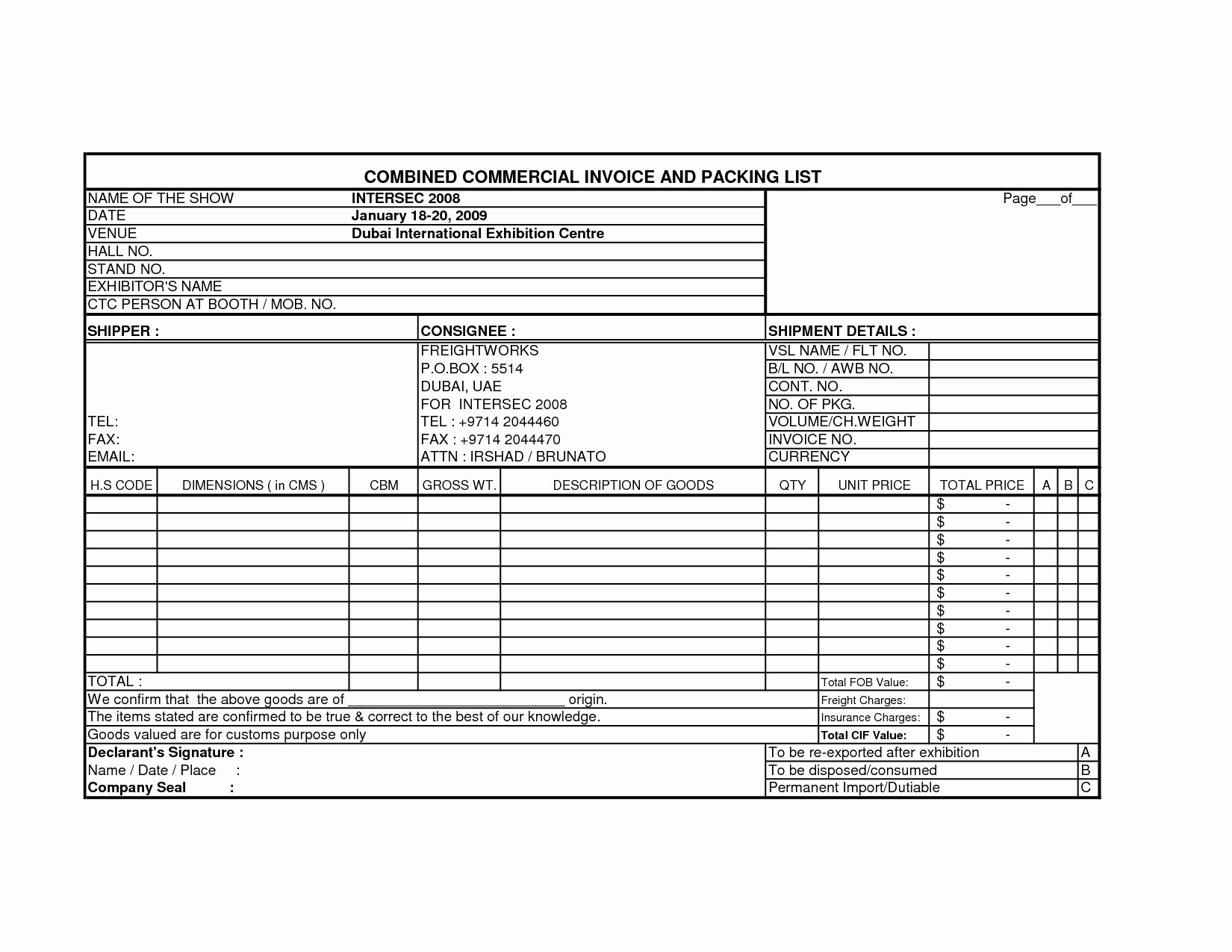Free Commercial Invoice Template Best Of International Mercial Invoice