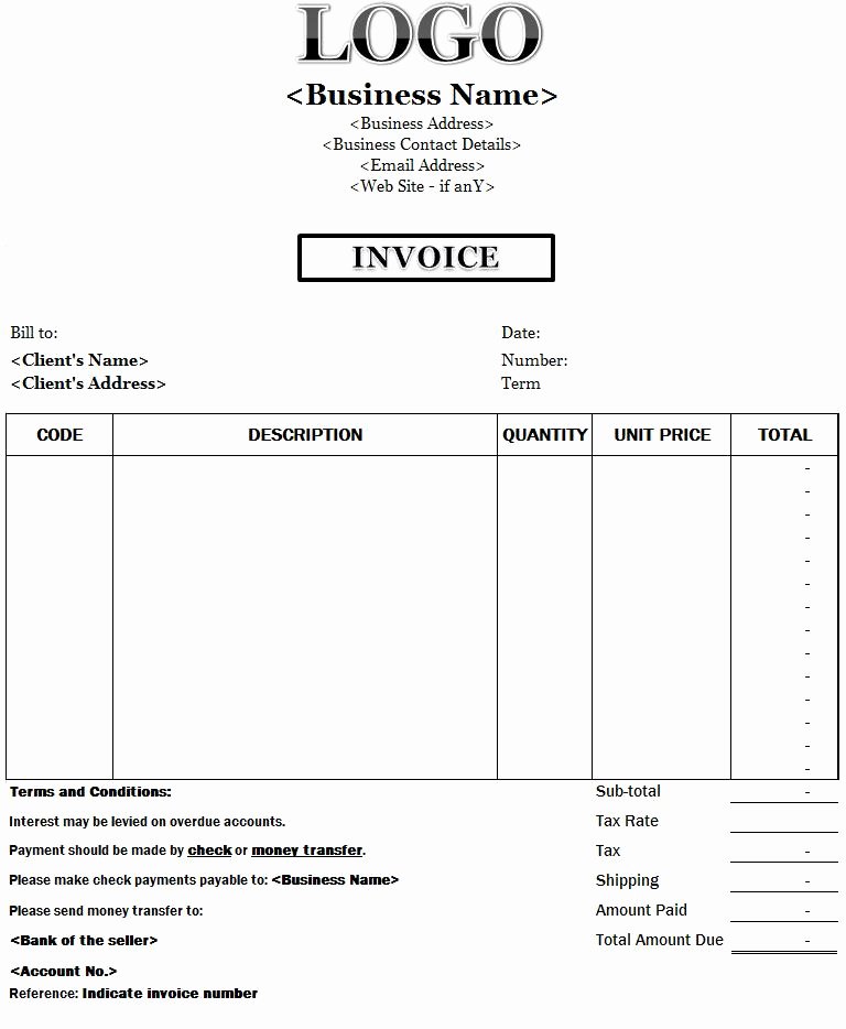 Free Commercial Invoice Template Inspirational Use Printable Invoices