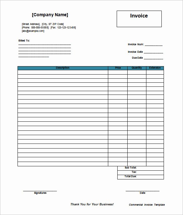 Free Commercial Invoice Template Lovely Invoice Template 53 Free Word Excel Pdf Psd format