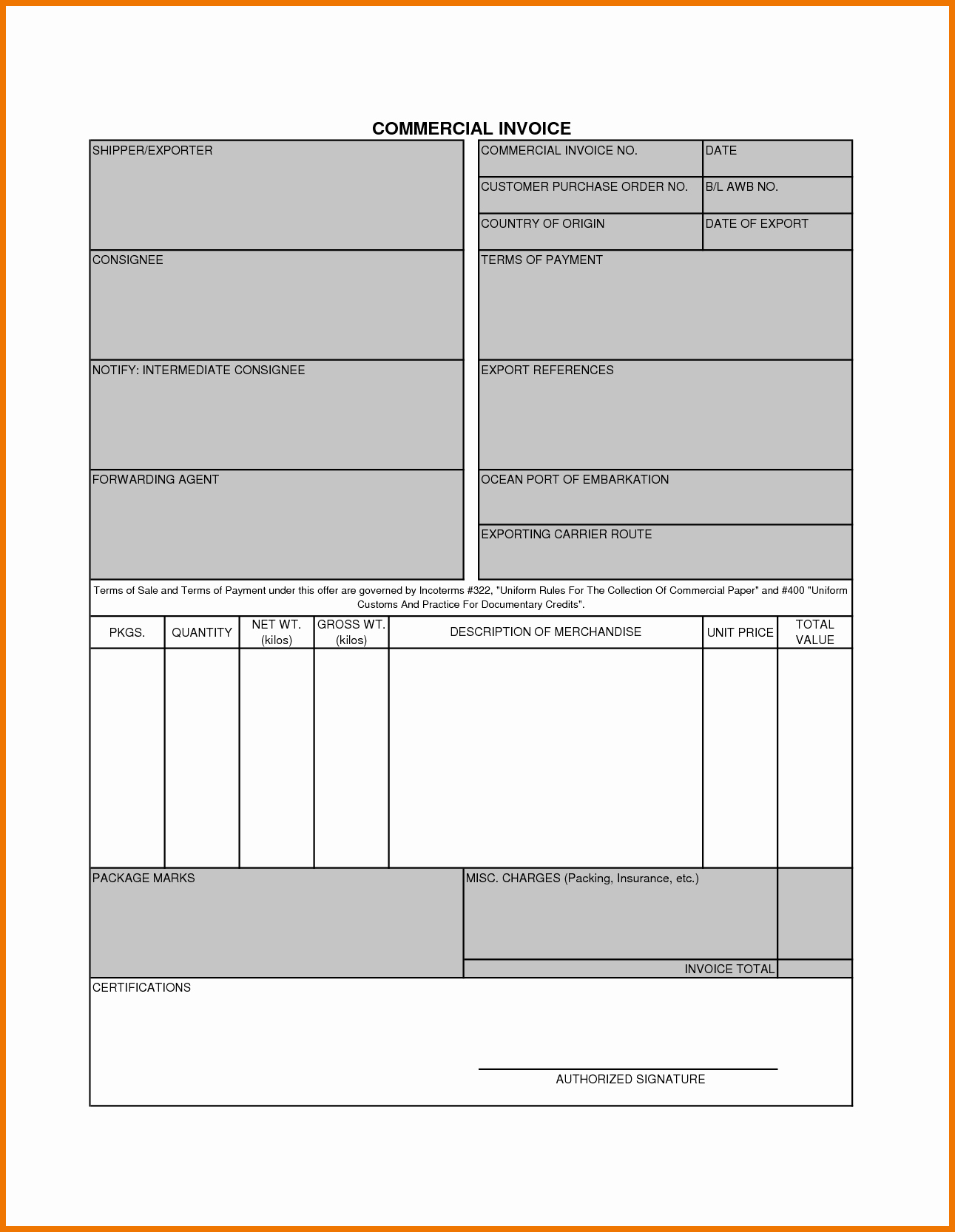 Free Commercial Invoice Template Lovely Mercial Invoice