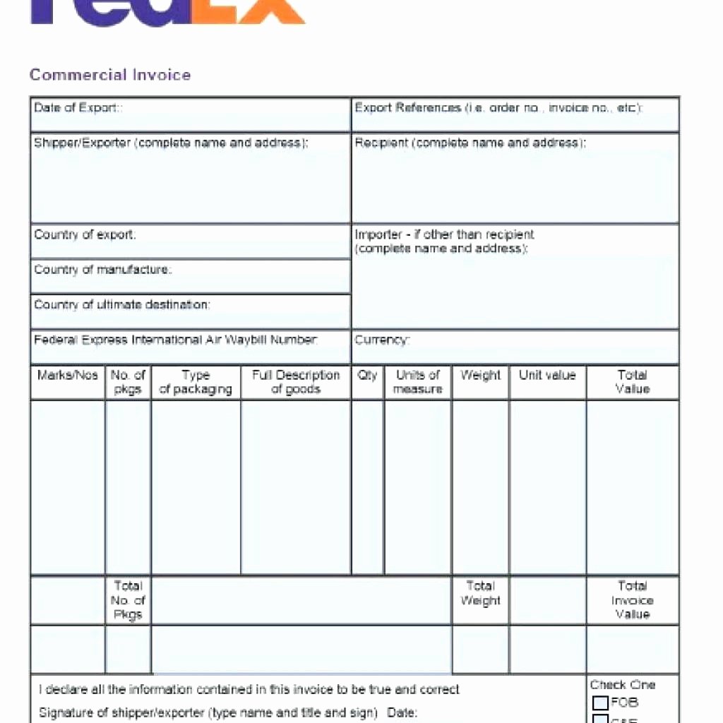 Free Commercial Invoice Template New Free General Customs Mercial Invoice Template Excel Pdf