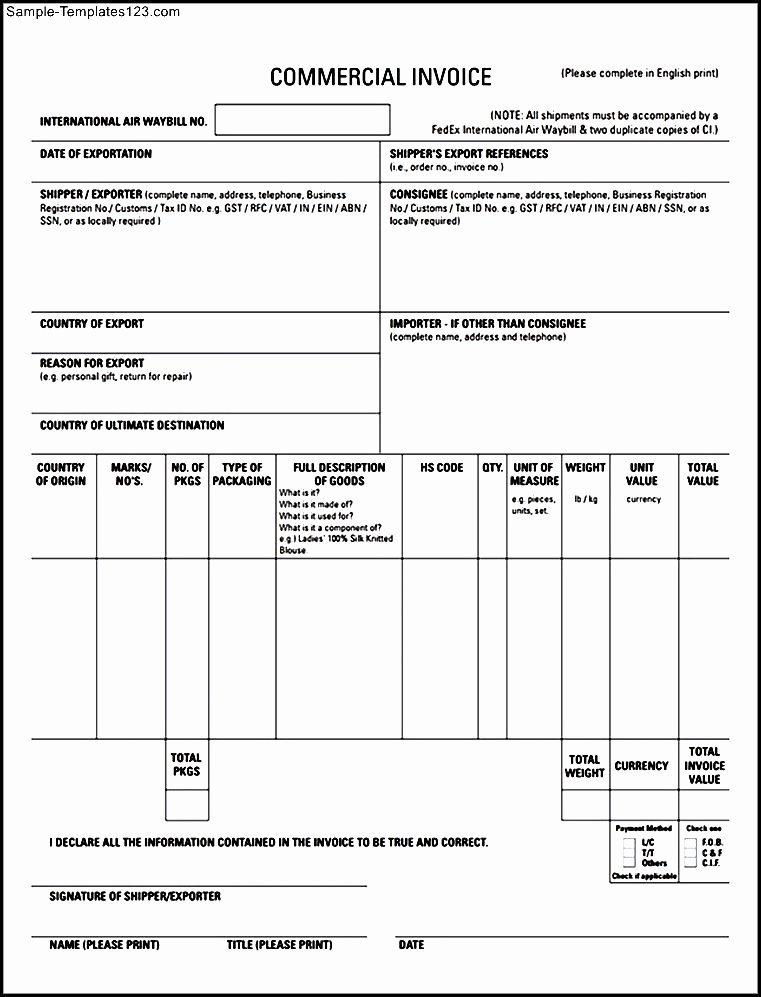 Free Commercial Invoice Template Unique Mercial Invoice Template