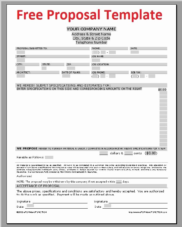 Free Construction Bid Template Awesome Printable Sample Construction Proposal Template form