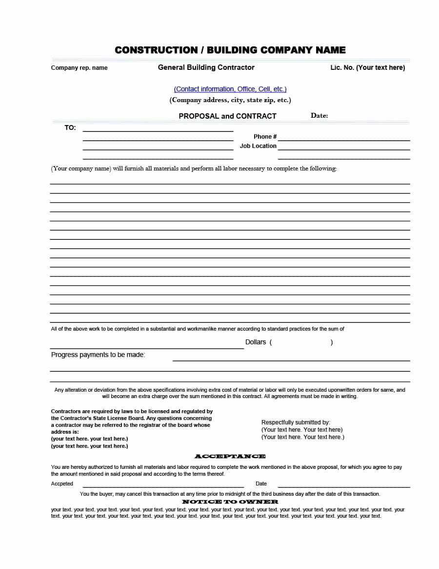 Free Construction Bid Template Inspirational 31 Construction Proposal Template &amp; Construction Bid forms