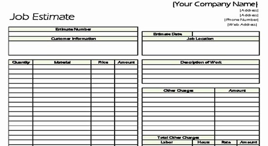 Free Construction Estimate Template Excel Awesome 10 Job Estimate Templates Excel Pdf formats