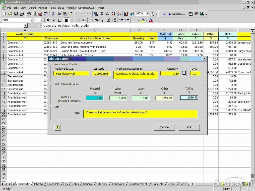Free Construction Estimate Template Excel Fresh Construction Estimating Excel Spreadsheet Free Example Of