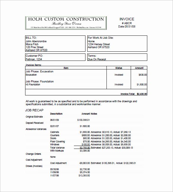 Free Construction Invoice Template Beautiful Construction Invoice Template 15 Free Word Excel Pdf