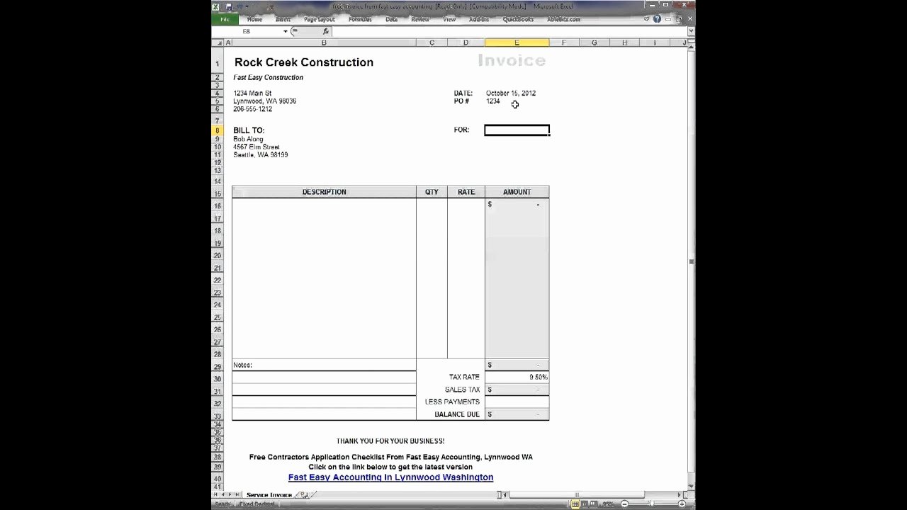 Free Construction Invoice Template Beautiful Free Contractor Invoice Template Excel Video How It
