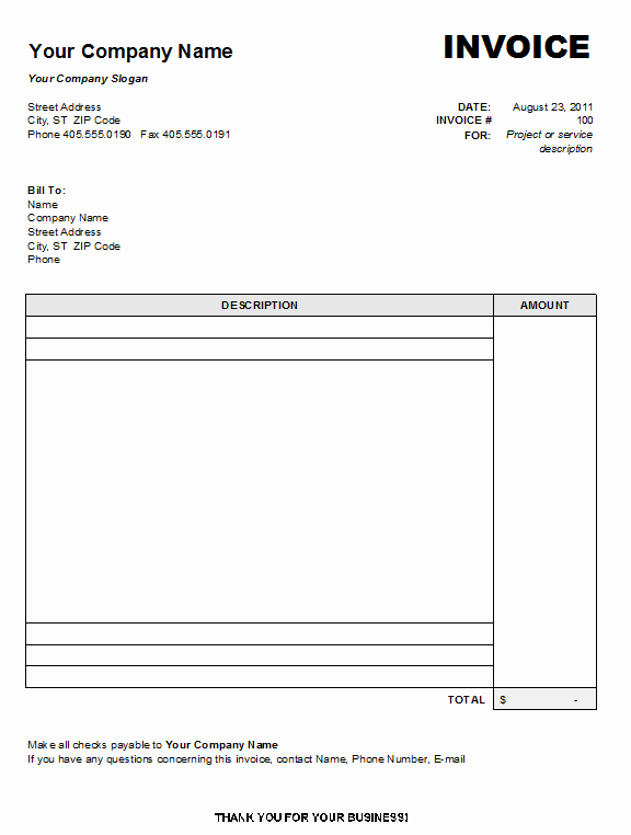 Free Construction Invoice Template Elegant Free Blank Invoice form
