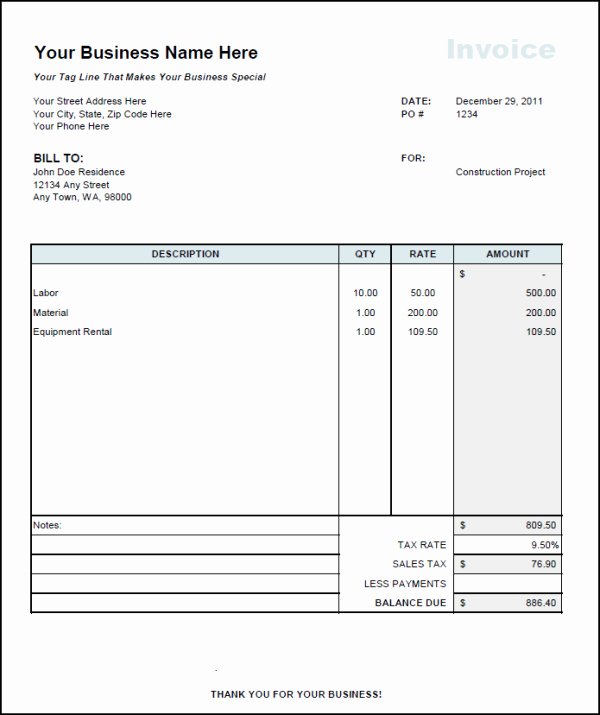 Free Construction Invoice Template Lovely Contractor Invoice Template