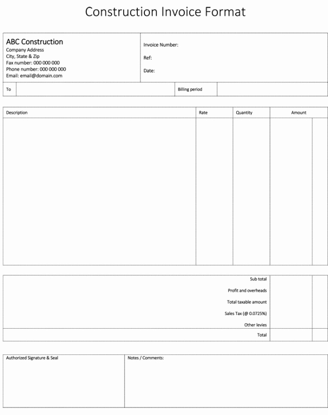 Free Construction Invoice Template New Construction Invoice Template 5 Contractor Invoices