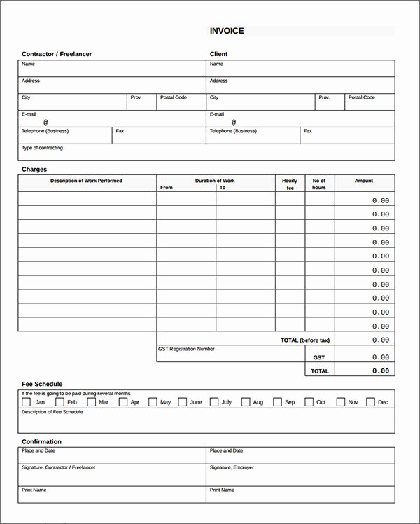 Free Construction Invoice Template Unique Sample Contractor Invoice Templates 14 Free Documents