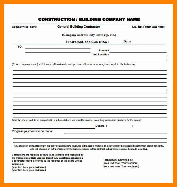 Free Construction Proposal Template Pdf Fresh 10 Free Contractor Proposal forms