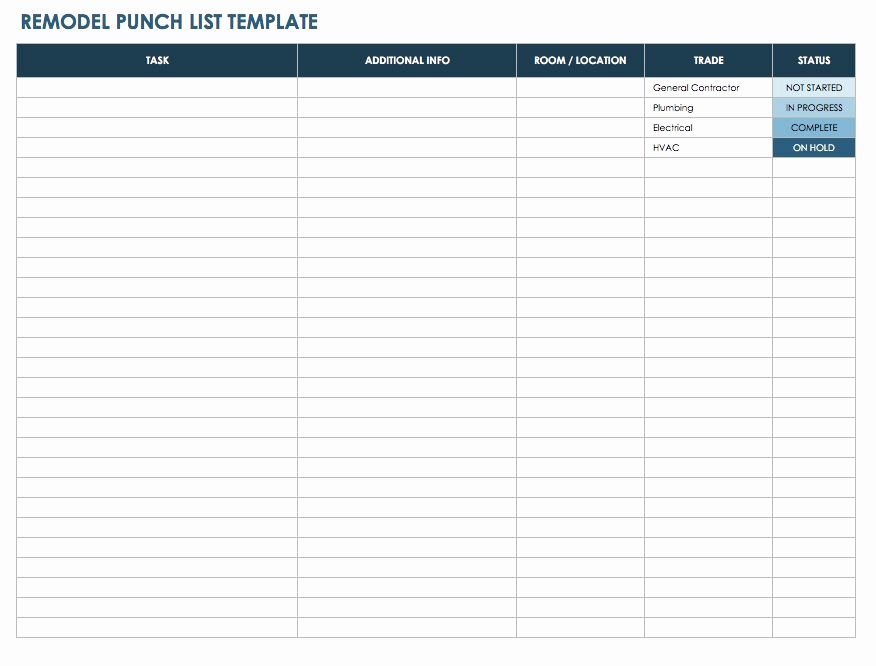 Free Construction Punch List Template Awesome Free Punch List Templates