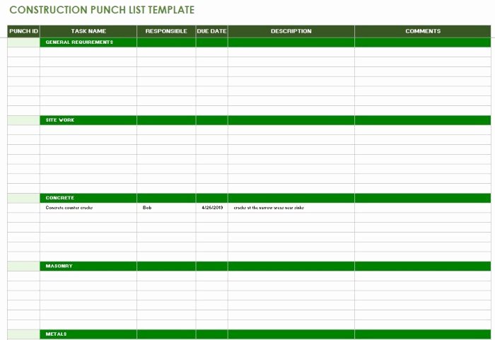 Free Construction Punch List Template Lovely 15 Free Construction Punch List Templates Ms Fice