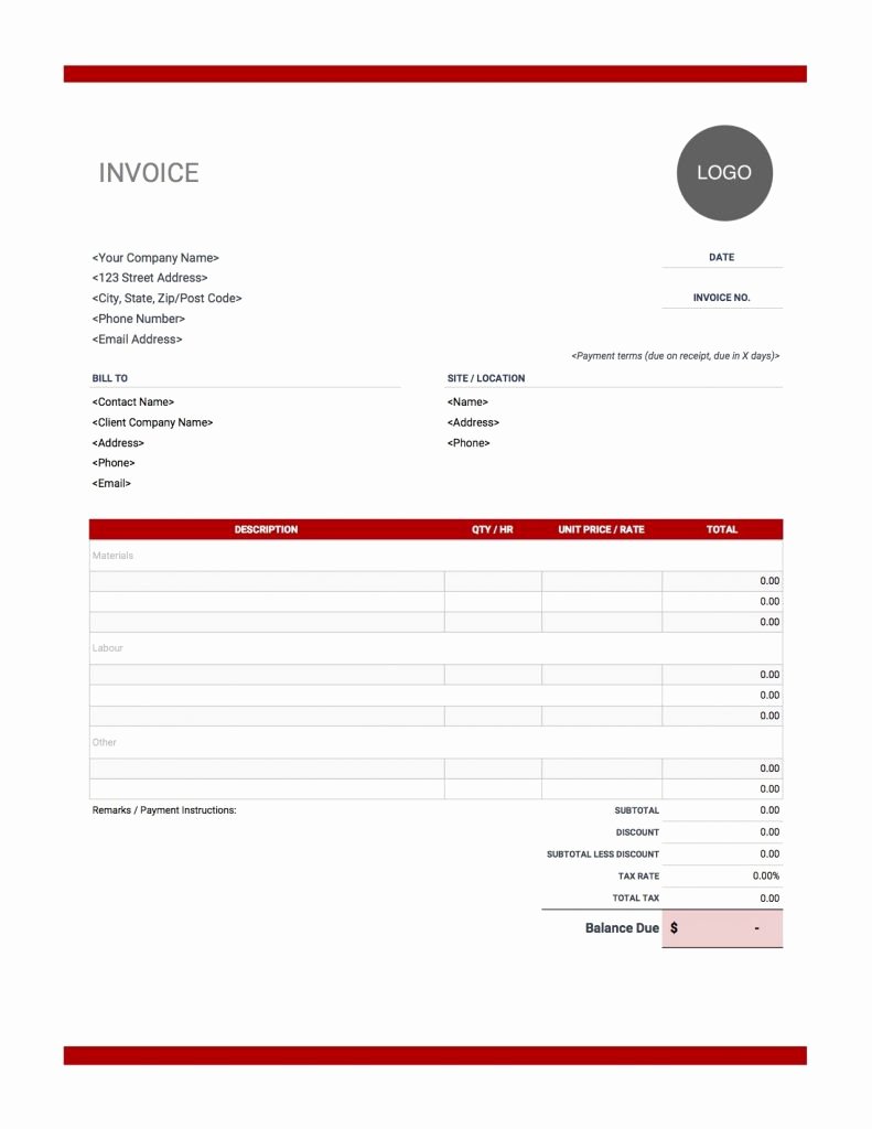 Free Contractor Invoice Template Awesome Construction Bill Quantities Template Invoice for