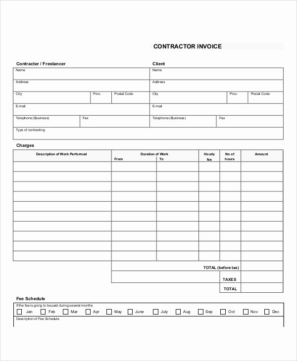 Free Contractor Invoice Template Lovely 10 Contractor Invoice Samples – Pdf Word Excel