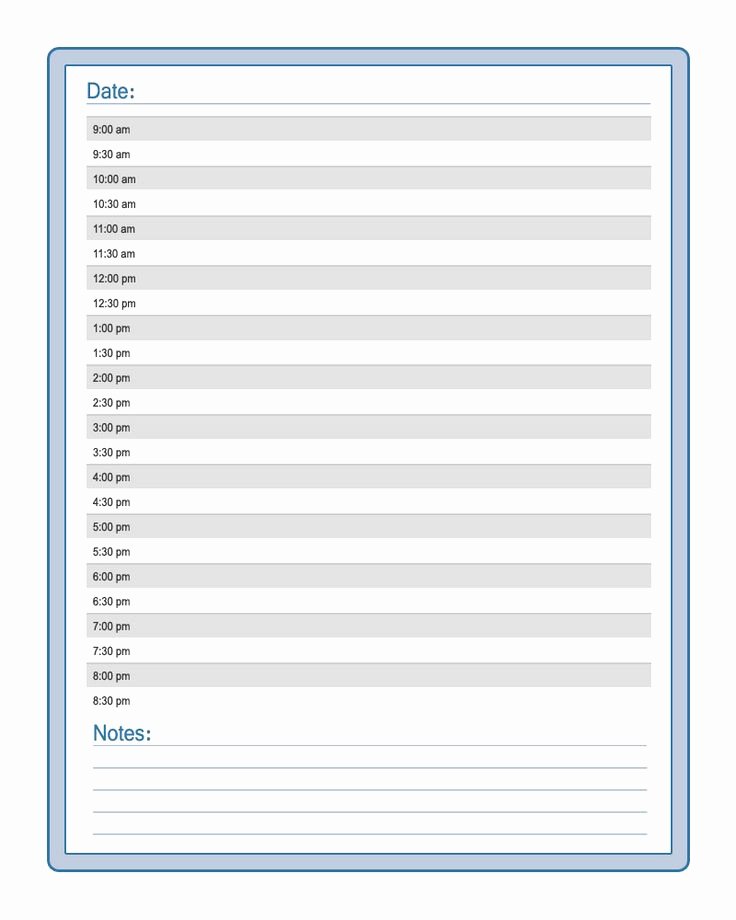 Free Daily Schedule Template Luxury Half Hourly Day Planner Printout