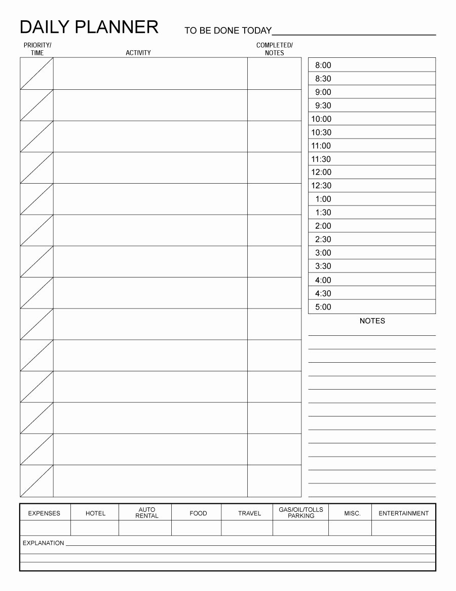Free Daily Schedule Template New 40 Printable Daily Planner Templates Free Template Lab
