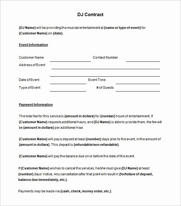 Free Dj Contract Template Awesome 14 Dj Contract Templates Pdf Google Docs Apple Pages