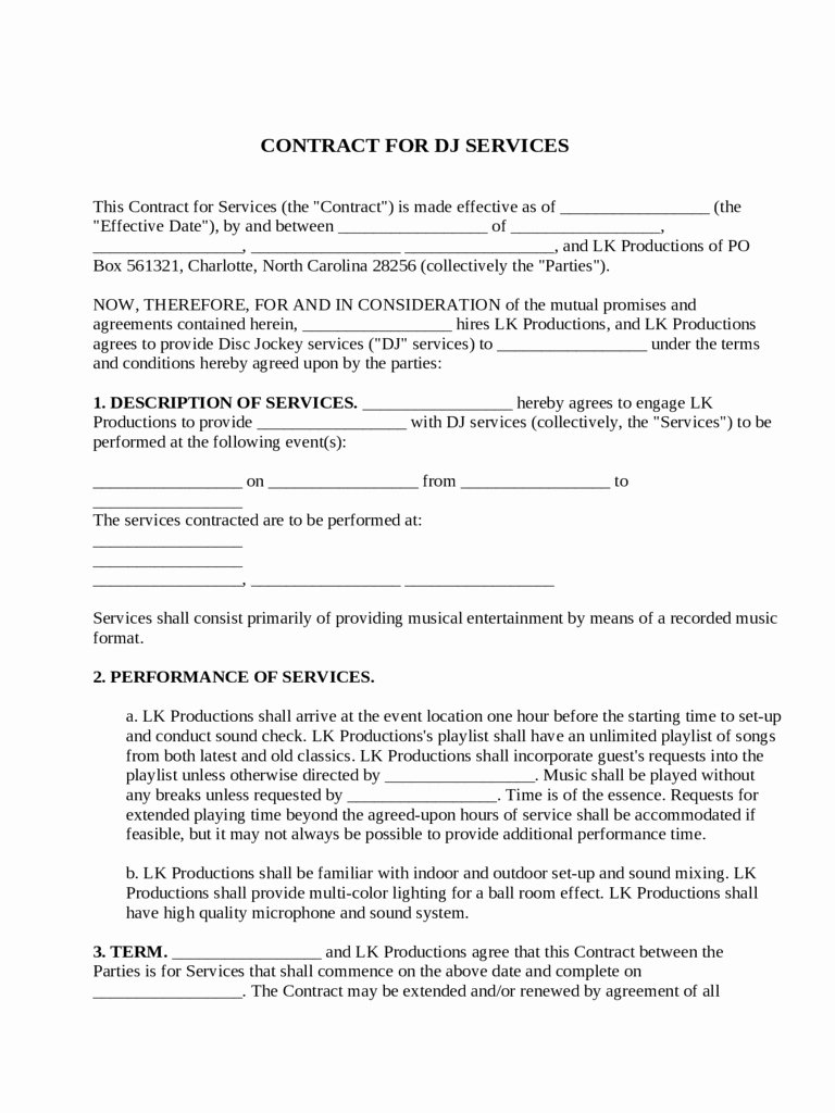 Free Dj Contract Template Awesome 33 Great Dj Contract Agreement Sample Ze M