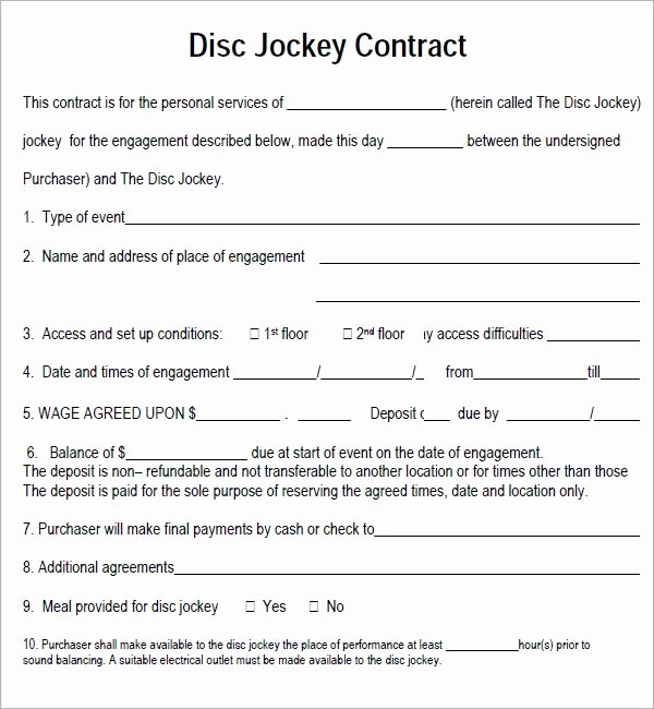 Free Dj Contract Template Fresh Dj Contract 7 Free Pdf Download