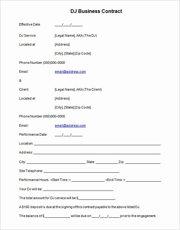 Free Dj Contract Template Inspirational 12 Dj Contract Templates Pdf Google Docs Apple Pages