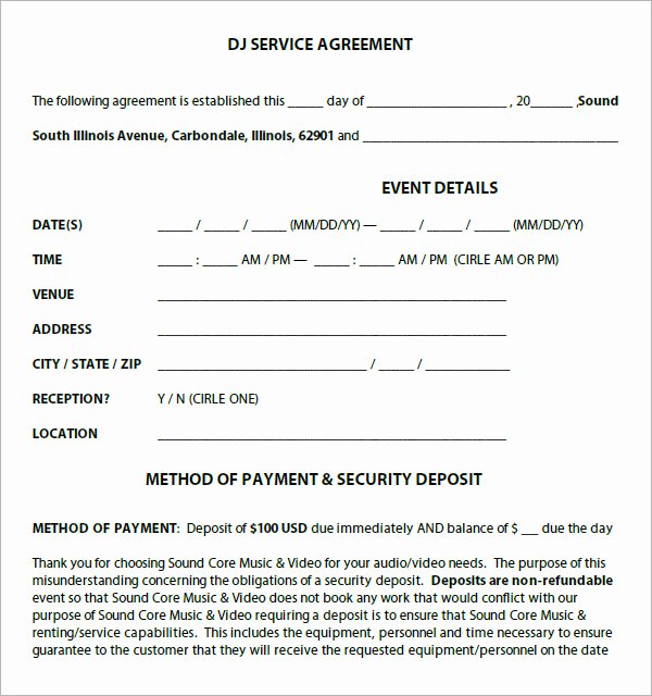 Free Dj Contract Template New Dj Contract 12 Download Documents In Pdf