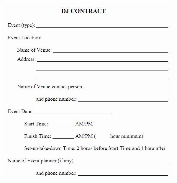 Free Dj Contract Template Unique Dj Contract 12 Download Documents In Pdf