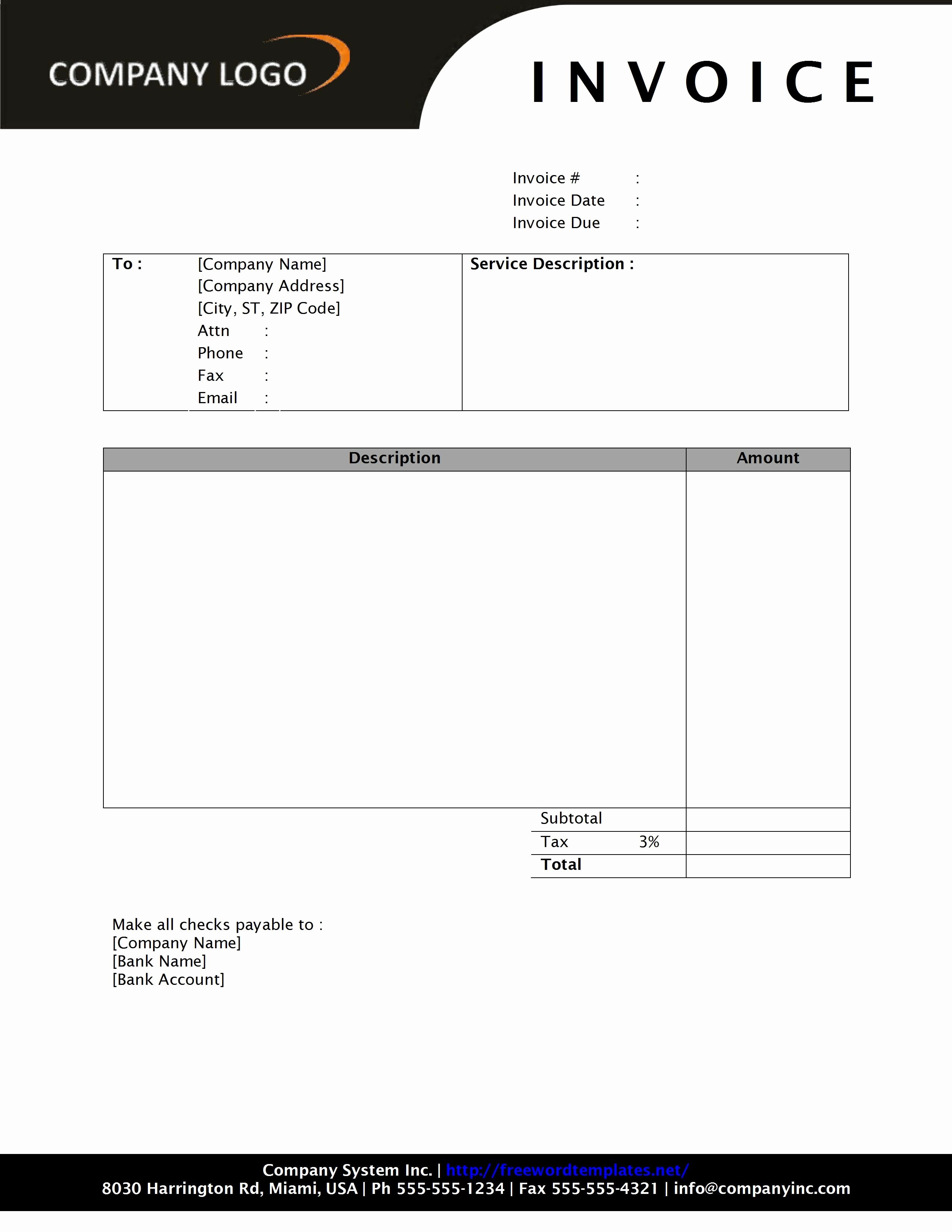 Free Downloadable Invoice Template Fresh Invoice Template Word 2010