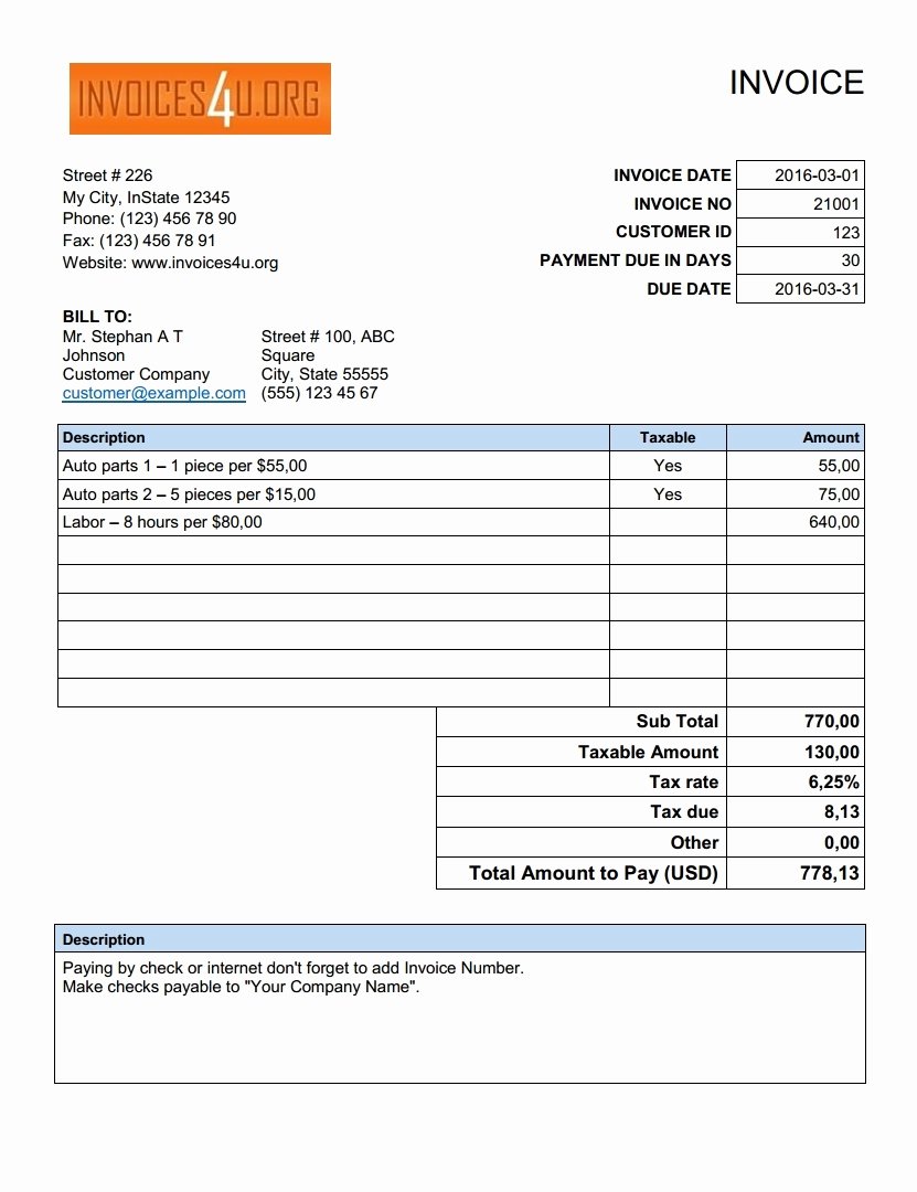 Free Downloadable Invoice Template Inspirational Free Excel Invoice Template Download Invoice Template Ideas