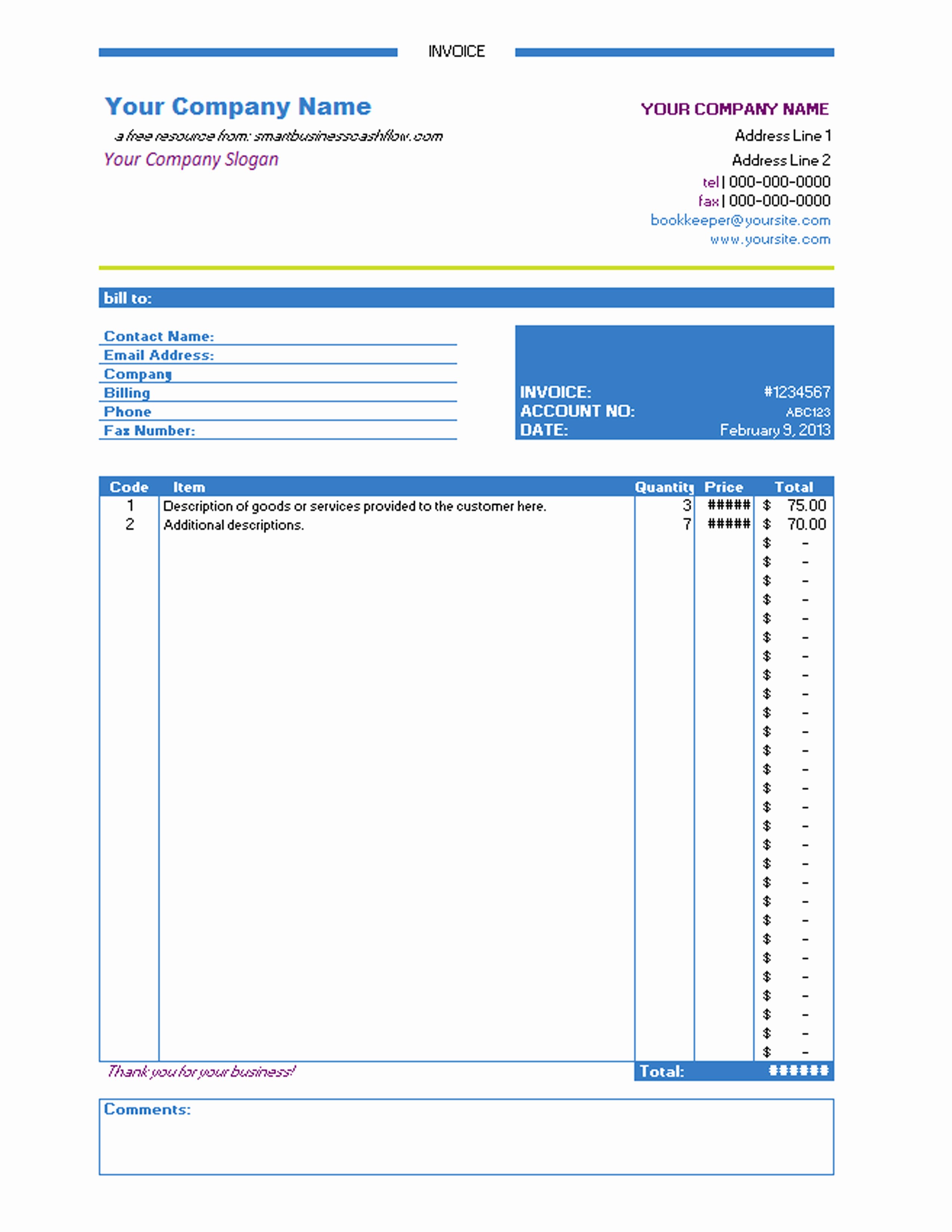 Free Downloadable Invoice Template Inspirational Professional Invoice Template Excel