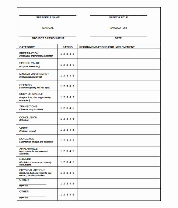 Free Employee Evaluation form Template Best Of toastmaster Evaluation Template – 20 Free Word Pdf