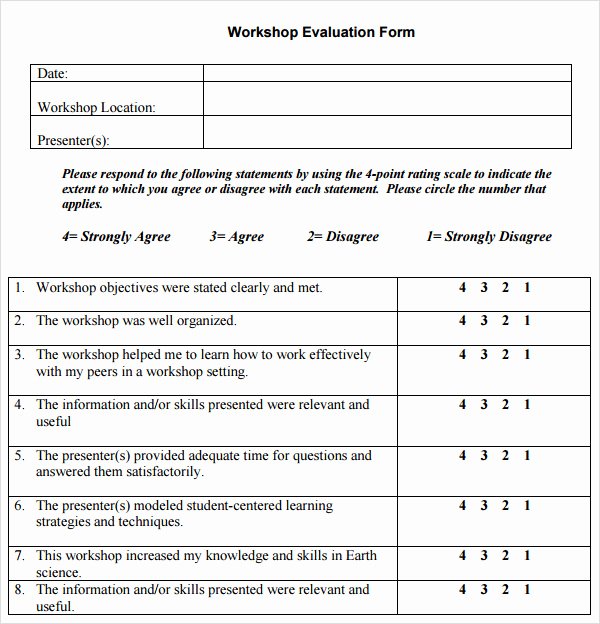 Free Employee Evaluation form Template Best Of Workshop Evaluation form 10 Free Download In Pdf