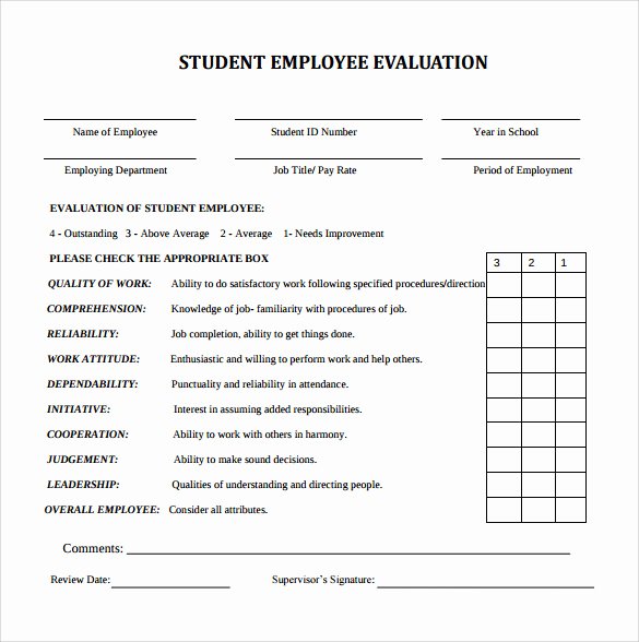 Free Employee Evaluation form Template Elegant 41 Sample Employee Evaluation forms to Download