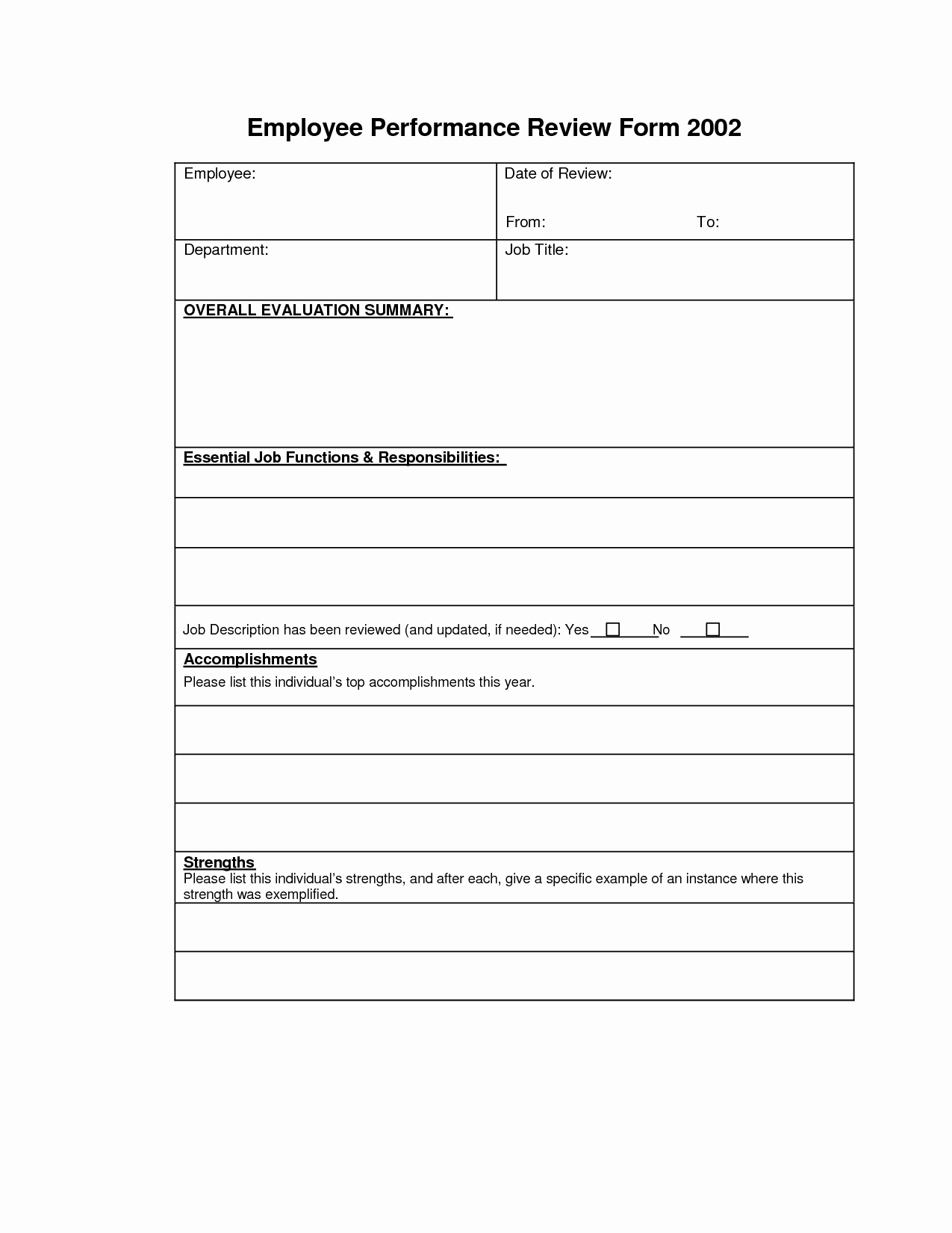 Free Employee Evaluation form Template Inspirational Performance Review Templates Free Portablegasgrillweber