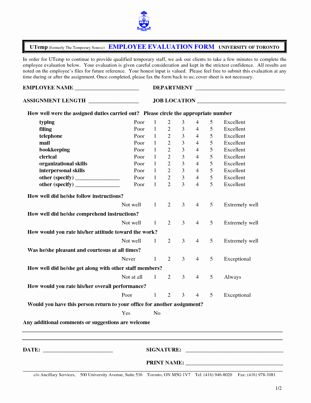 Free Employee Evaluation form Template Lovely 7 Best Of Free Printable Employee Evaluation forms