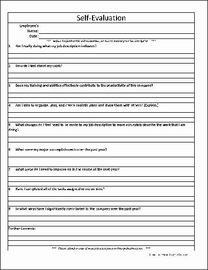 Free Employee Evaluation form Template Lovely Free Employee Self Evaluation Template forms Google