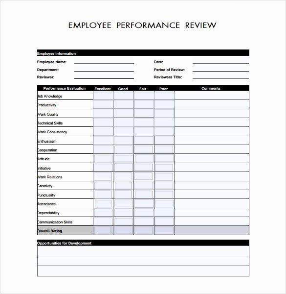 Free Employee Evaluation form Template Luxury 9 Employee Performance Review Templates
